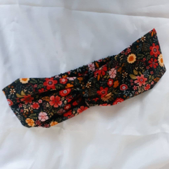 Black Multicoloured Floral Print Headband