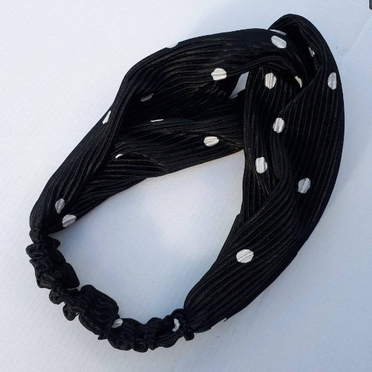 Black Polka Dot Headband Plisse