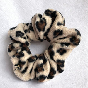 Leopard Print Fleece Scrunchie