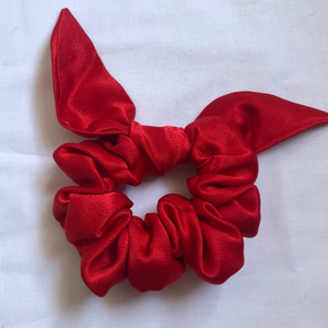 Red Satin Bow Scrunchie